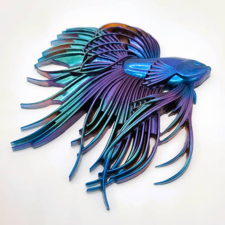 JEMS of the Sea - Wholesale Wall Accent - 6" Resin Betta Fish Wall Art - Holographic Color Shift29