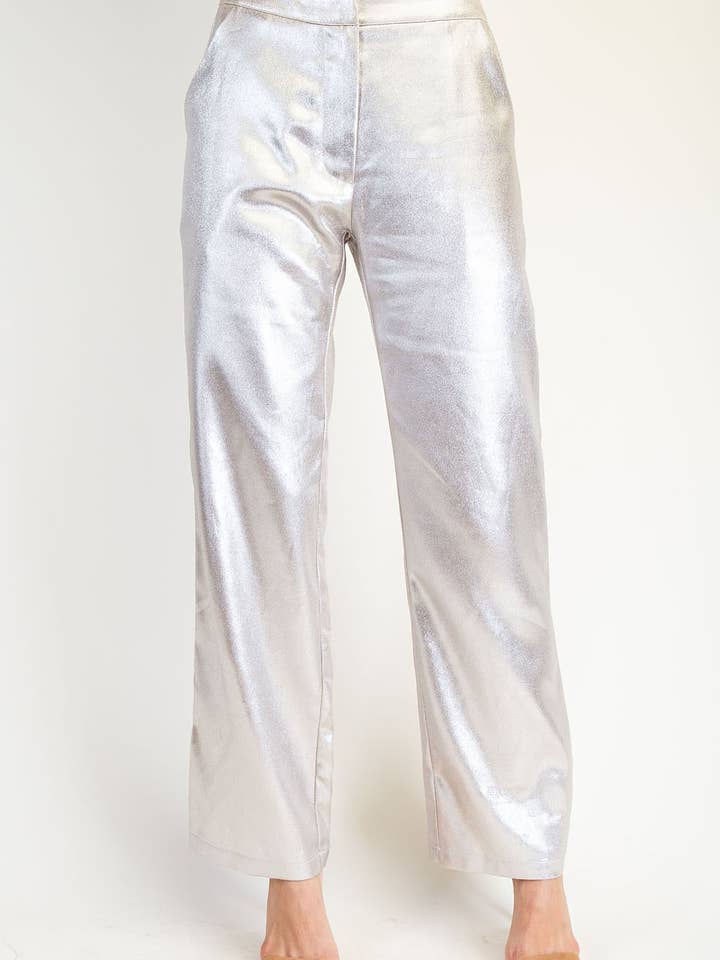 Calças de Crepe Metalizado por atacado de Edit by Nine