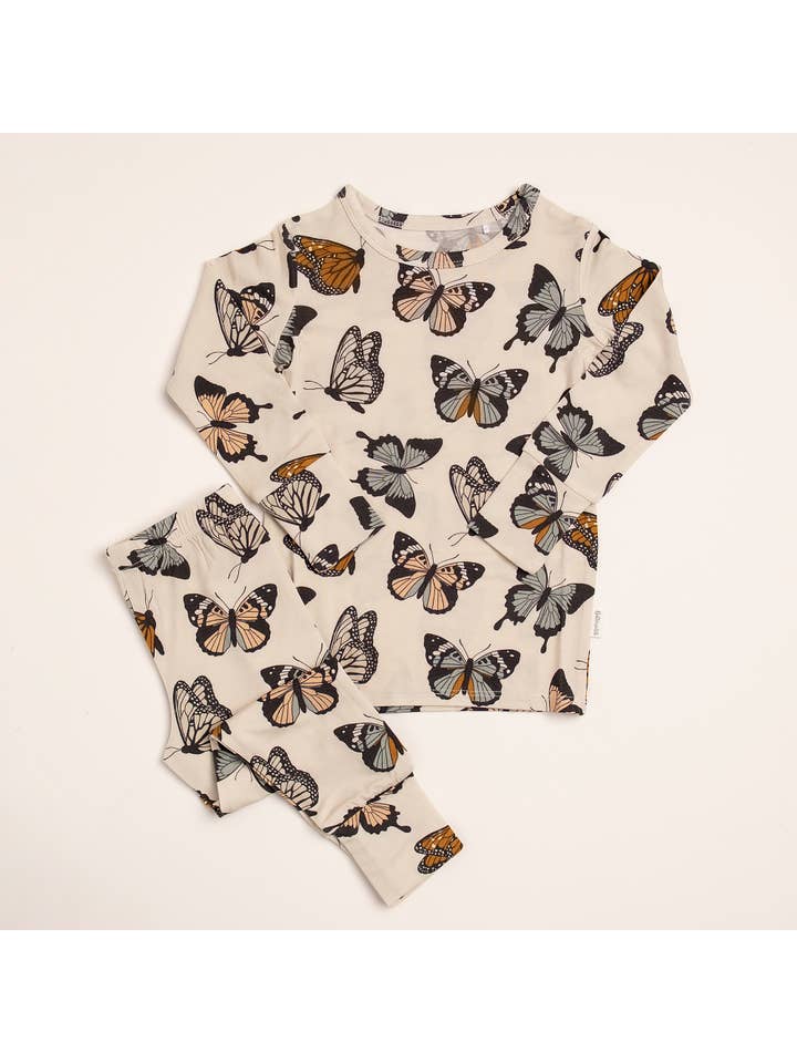 Butterscotch Babies - Wholesale Sleepwear Set - Kids - Bamboo Toddler Two-Piece Pajamas Butterflies