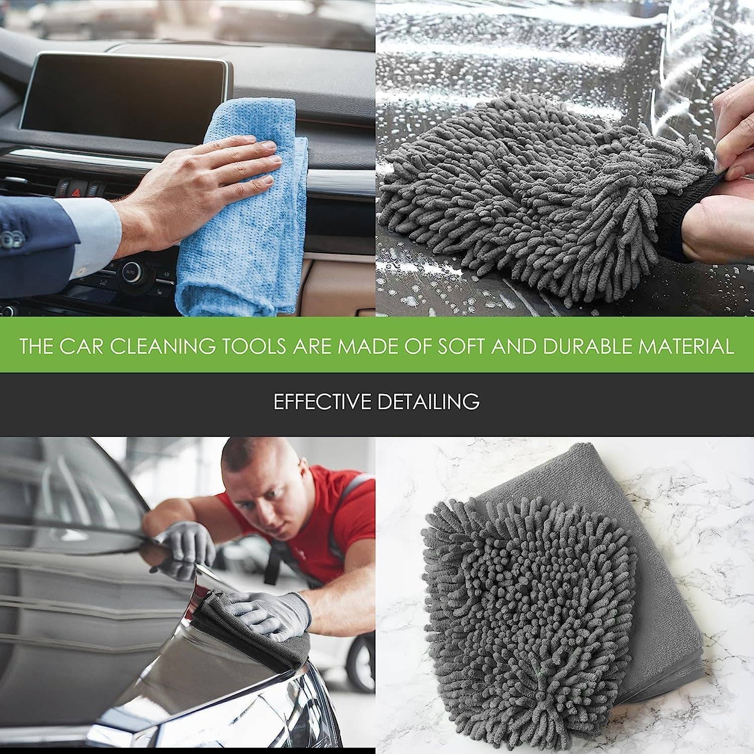 Wash & Whips - Wholesale  - WASH & WHIPS Autowas Kit - 3-liter emmer met deeltjesvanger, shampoo, chenille handschoen & microvezel zachte handdoek, 5 stuks5