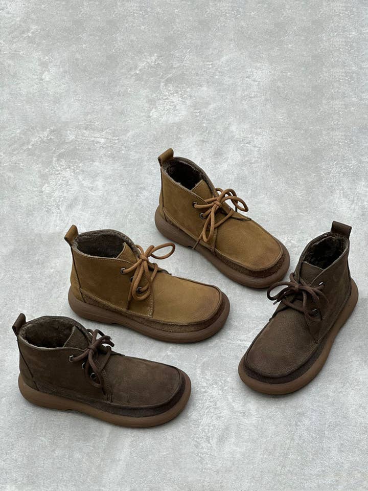 StyleGalX – wholesale Stövletter – Baby – Kvinnors vintersolida band äkta läder lågklackade stövlar