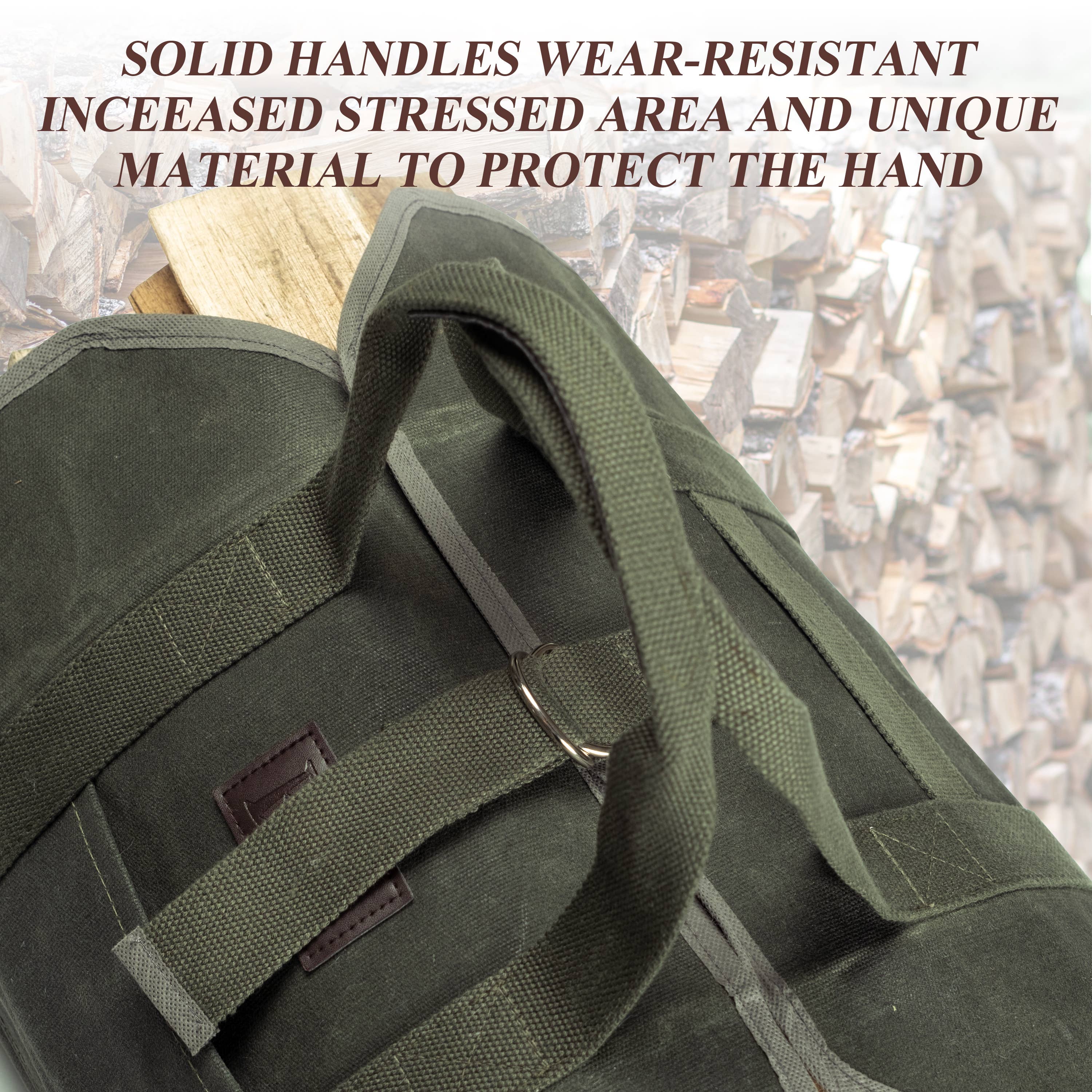 GEXWORLDWIDE - Wholesale Fire Pit - Heavy-Duty Waxed Canvas Firewood Bag with Handles3