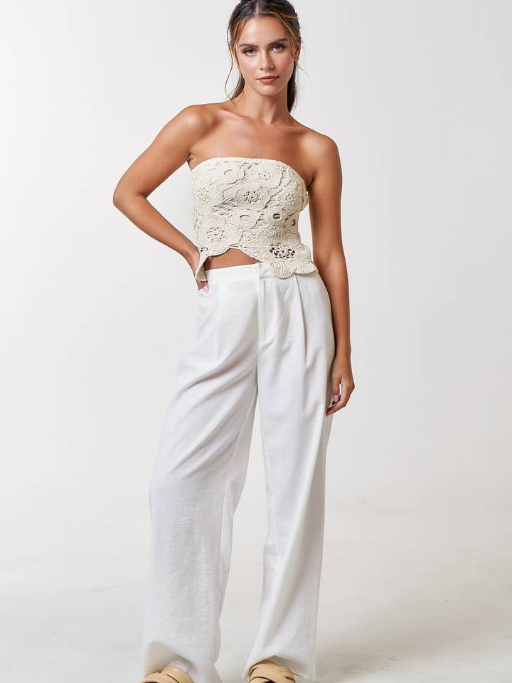 NATURAL IBT30310 CROCHET FLYAWAY TUBE TOP for wholesale on Faire