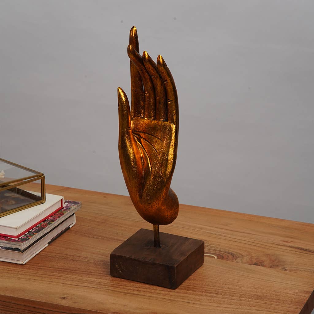 Handmade Eco-Friendly Gold And Wooden Base Sculpture for wholesale on Faire6