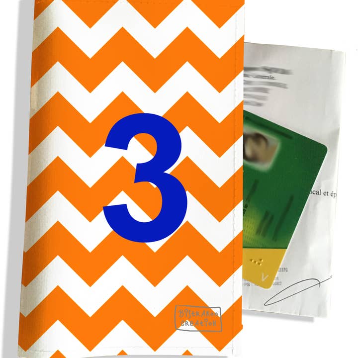 Recepthouder nummer 3 blauw oranje chevron voor wholesale door BISTRAKOO