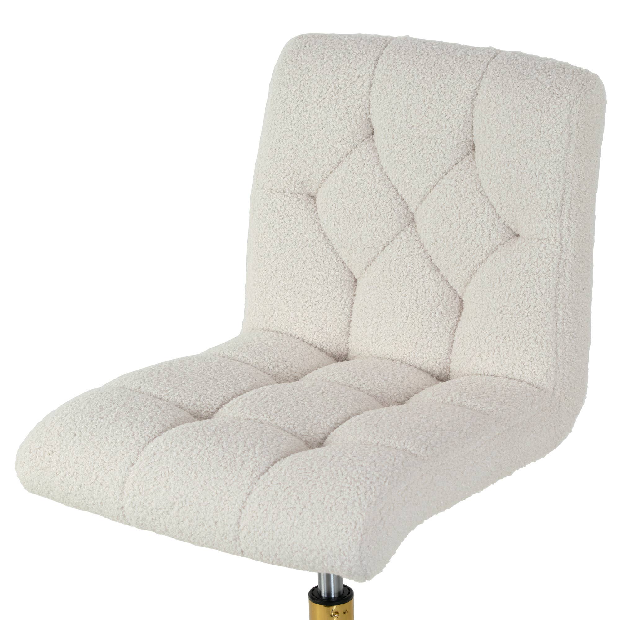 Glamour Home - Wholesale Chair - Aman Cream Boucle Swivel Office Chair with Golden Frame6