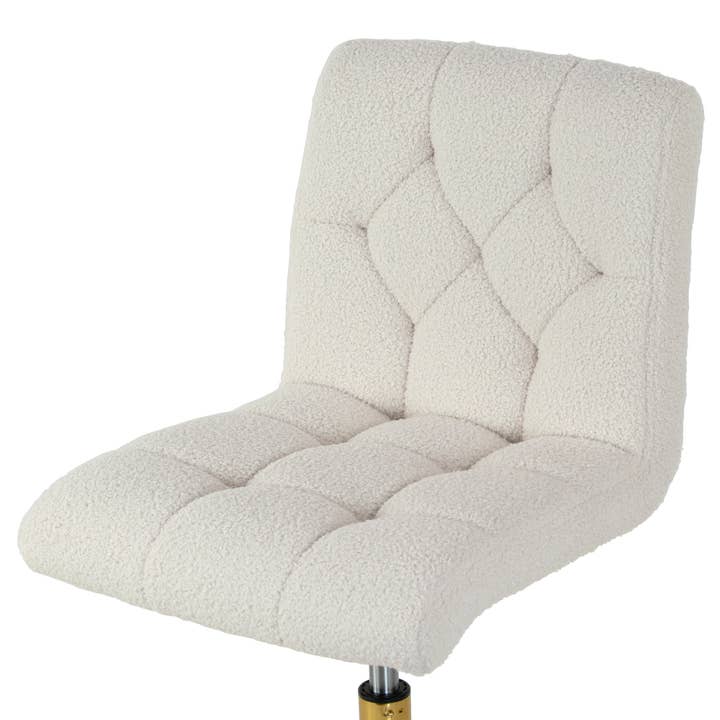 Glamour Home - Wholesale Chair - Aman Cream Boucle Swivel Office Chair with Golden Frame6