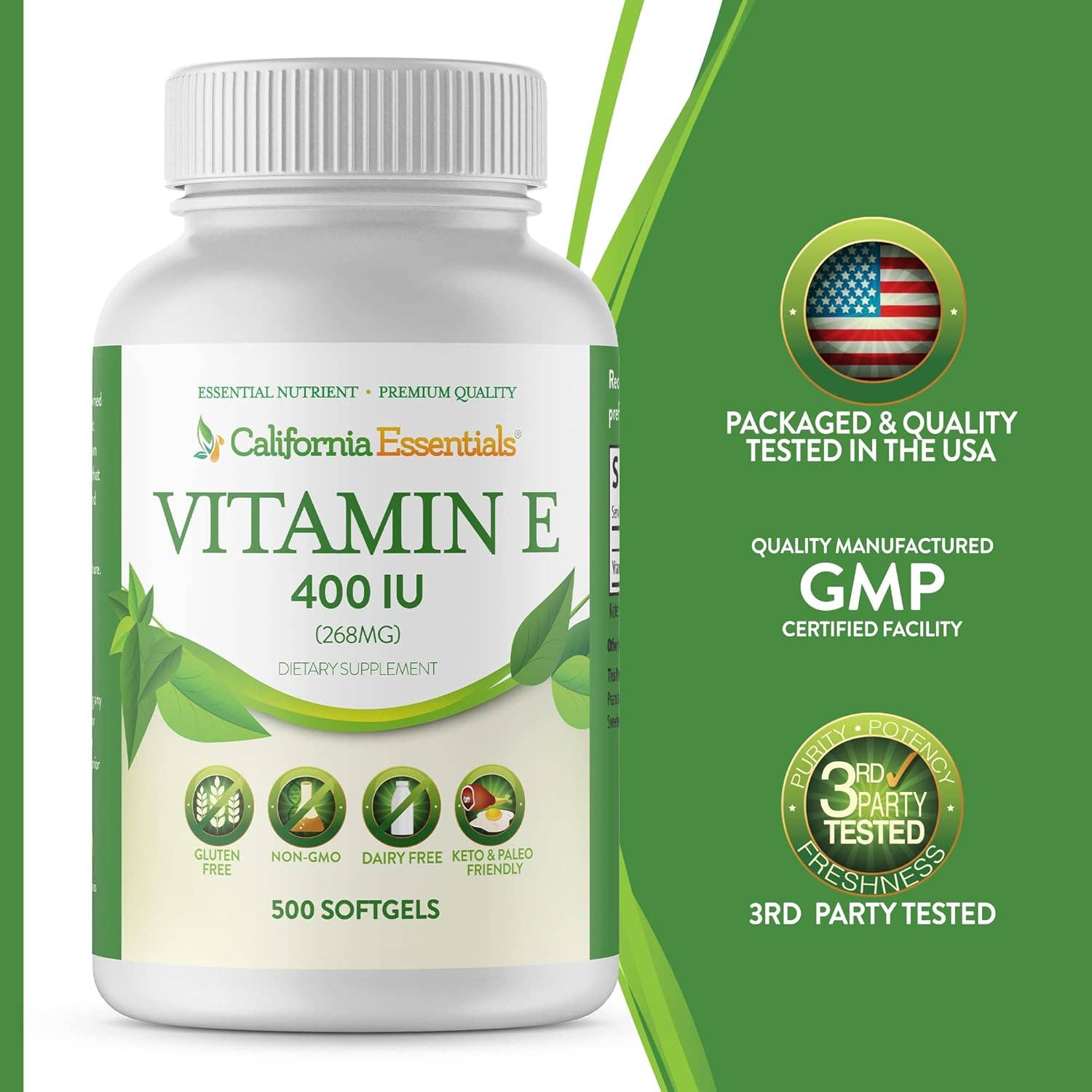 California Essentials - Wholesale Oral Supplement/Vitamin - California Essentials Vitamin E 400 IU (268 MG) Antioxidant8