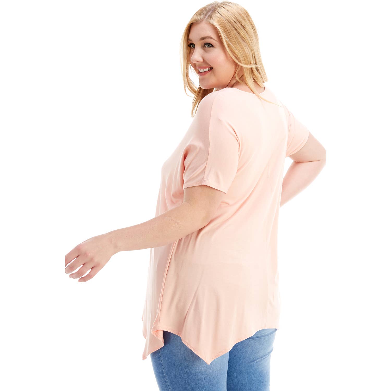 Azules Clothing - Wholesale Tunic - Women's - ATP-2307RSX Plus Size Asymmetric Short Sleeve Tunic85