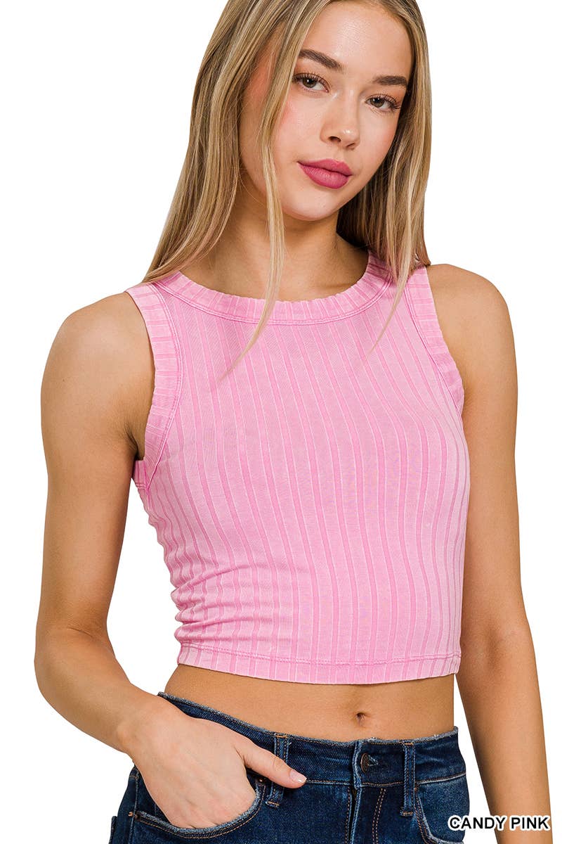 42POPS - Wholesale Tank Top - Women's - `.Ribbed Sleeveless Cropped Tank Top12