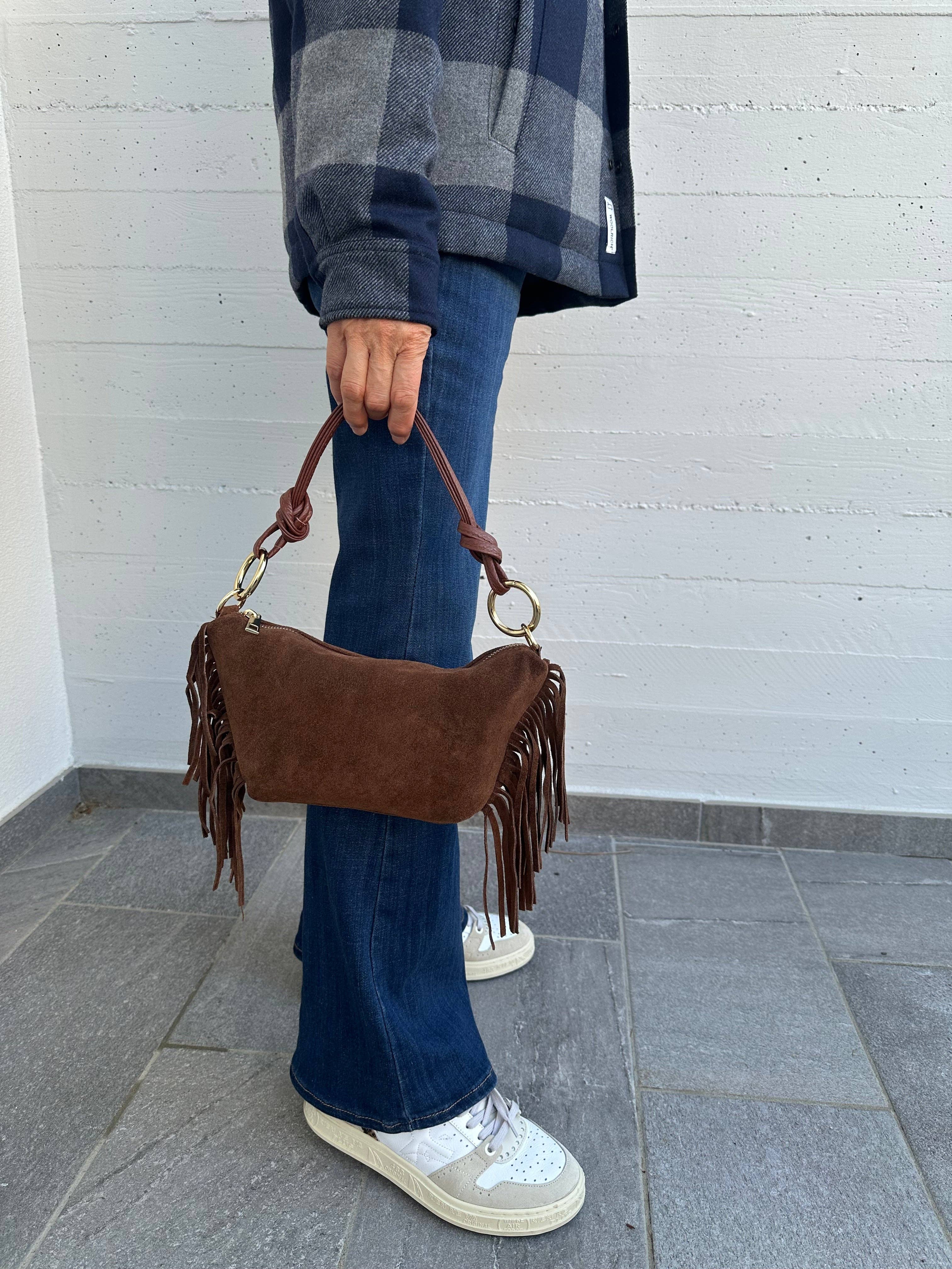 Zhade – wholesale Axelremsväska – Dam – MUSA- mocka och fransar7