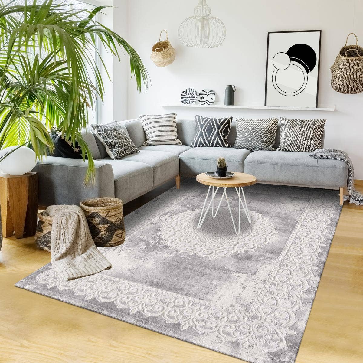 O&Ko - Vente Anti-dérapant pour tapis - Tapis Orient Style 140X140 Rondcm Khy Balrod Gris1
