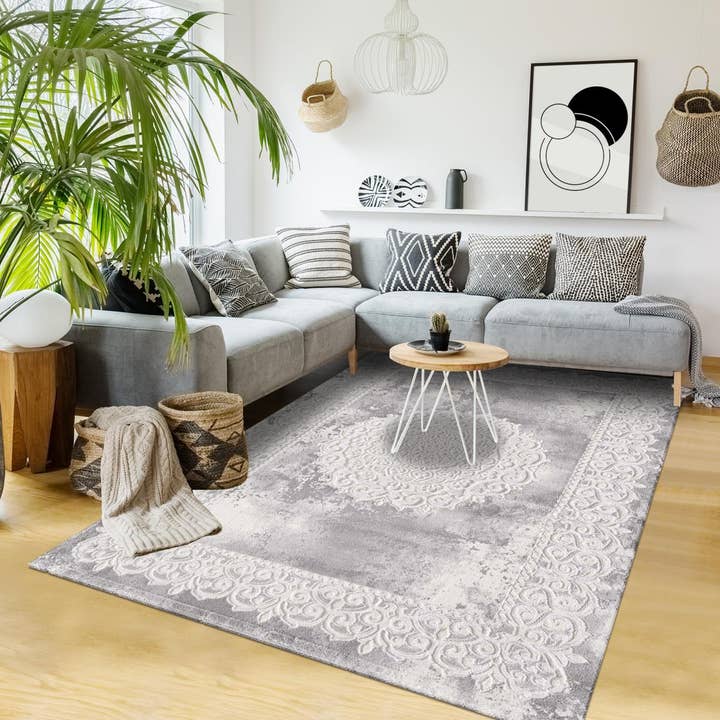O&Ko - Wholesale Rug Pad - Orient Style 140X140 Round Rug Khy Balrod Gray1