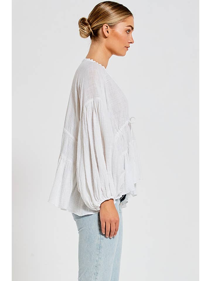 Bohemian Traders - Vente Chemisier – femme - Haut à manches Billow en blanc1