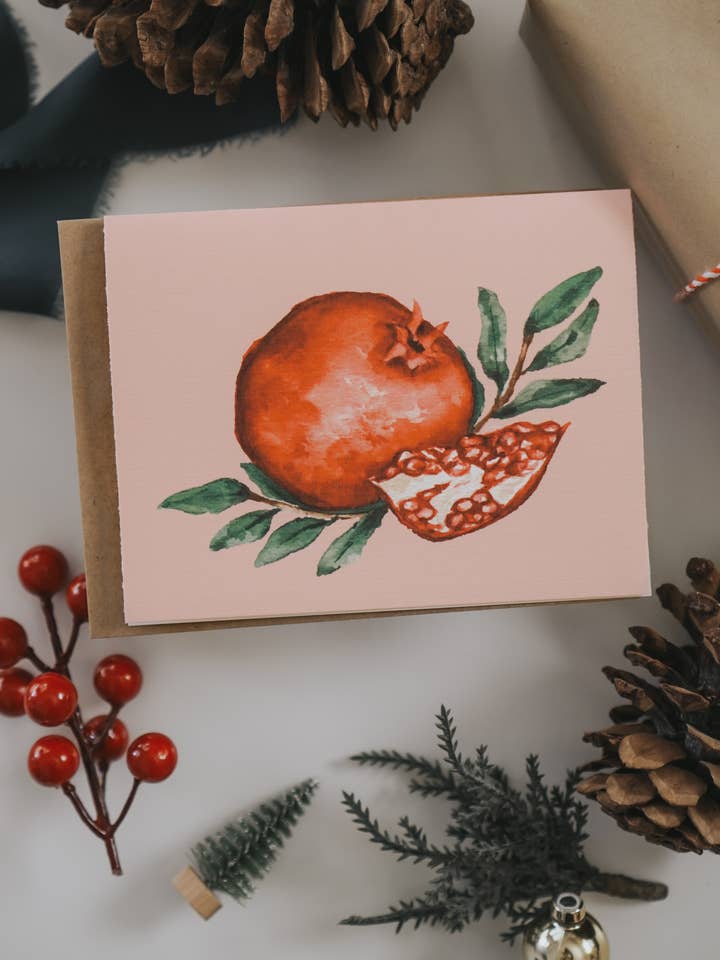 Pink Pomegranate wenskaart voor wholesale door MacaelaMade