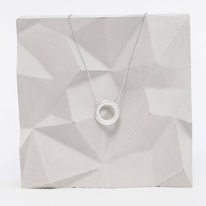 NEW Dotty Solid Silver Textured Circle Pendant for wholesale by BOO jewellery