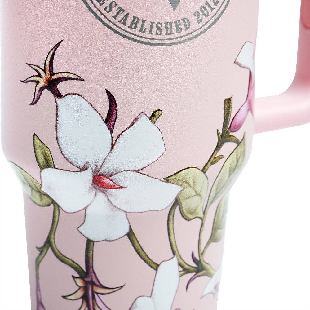 Blue Stallion Farm - Wholesale Insulated Mug/Tumbler - PINK JASMINE JOY TUMBLER 40 OZ1