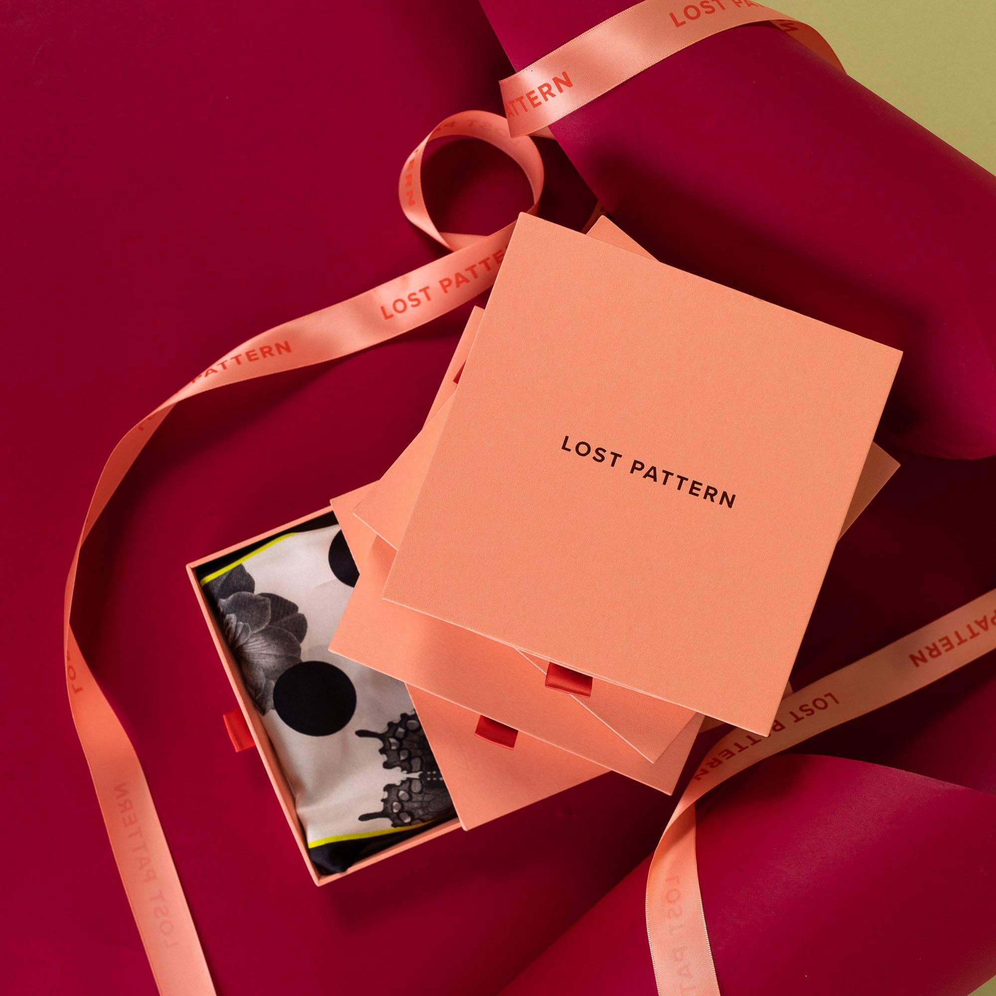 caramel "Noir Floral" Silk Diamond Neckerchief for wholesale on Faire4