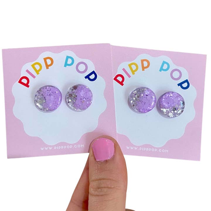 Pipp Pop - Wholesale Stud/post earrings - Glitter Resin Studs - 34 Colours Available18