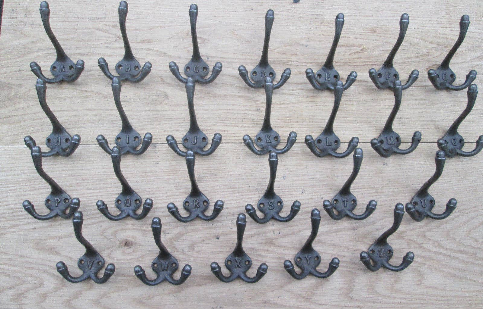 IronmongeryWorld - Wholesale Wall Hook - Cast Iron Triple Lettered Coat Hook Antique Iron 'I'0