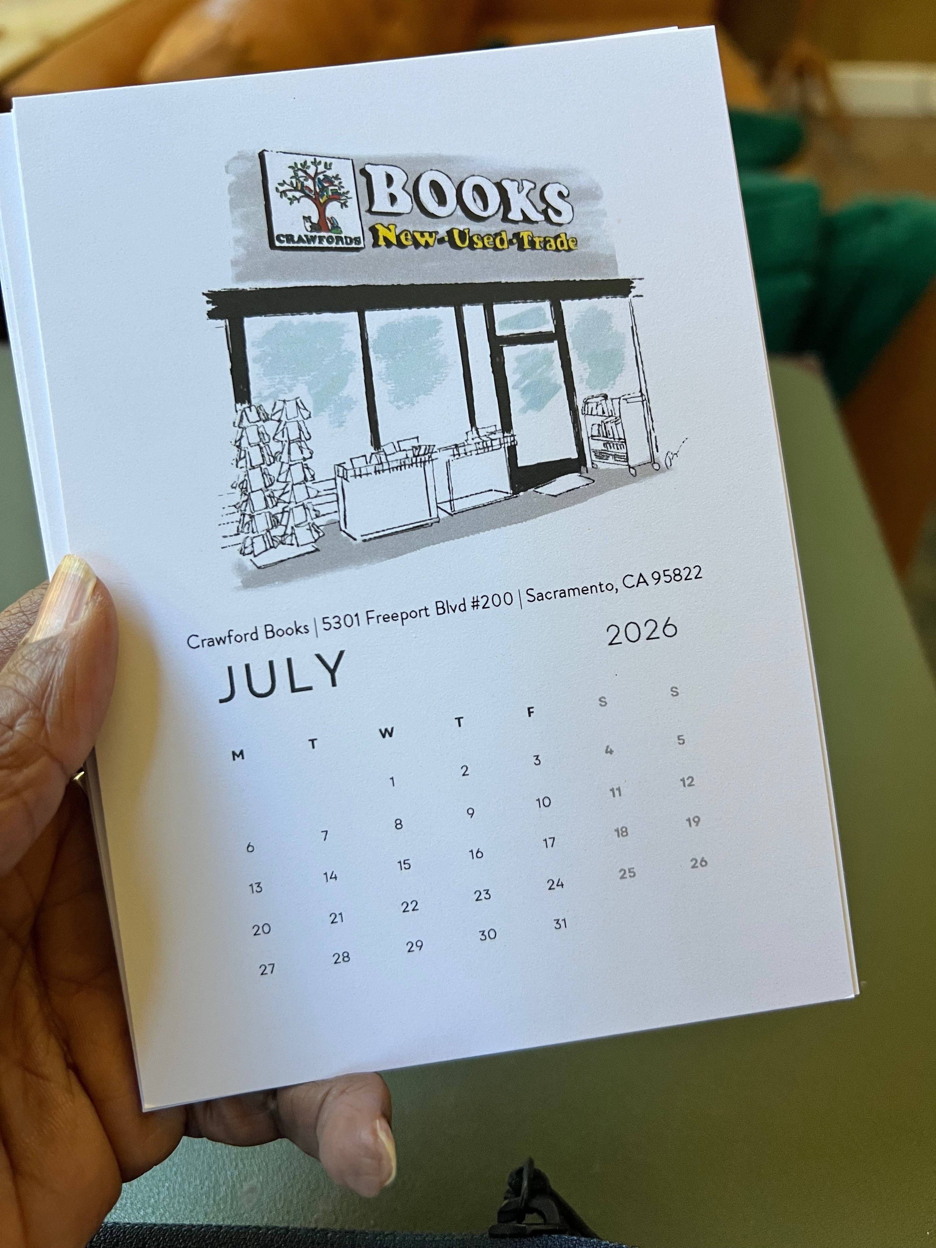 PriyaOriginalsArt - Wholesale Calendar - Bookshops of Sacramento 2026 Desktop Calendar + easel10