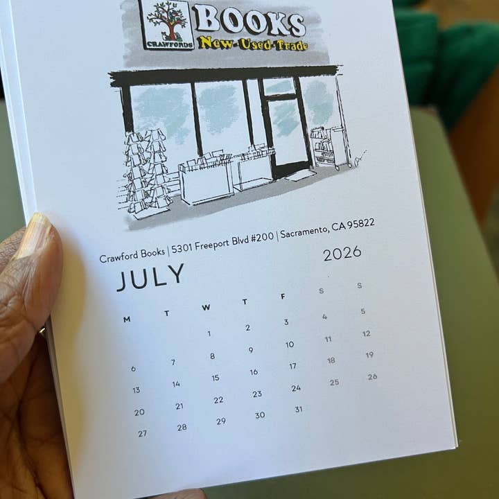 PriyaOriginalsArt - Wholesale Calendar - Bookshops of Sacramento 2026 Desktop Calendar + easel10