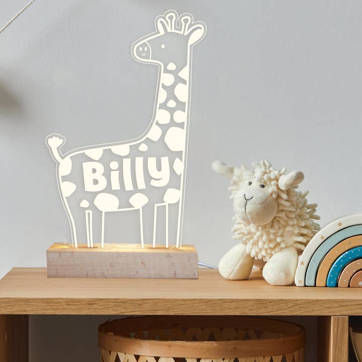 Personalised Giraffe kids room night light for wholesale by Birch and tides