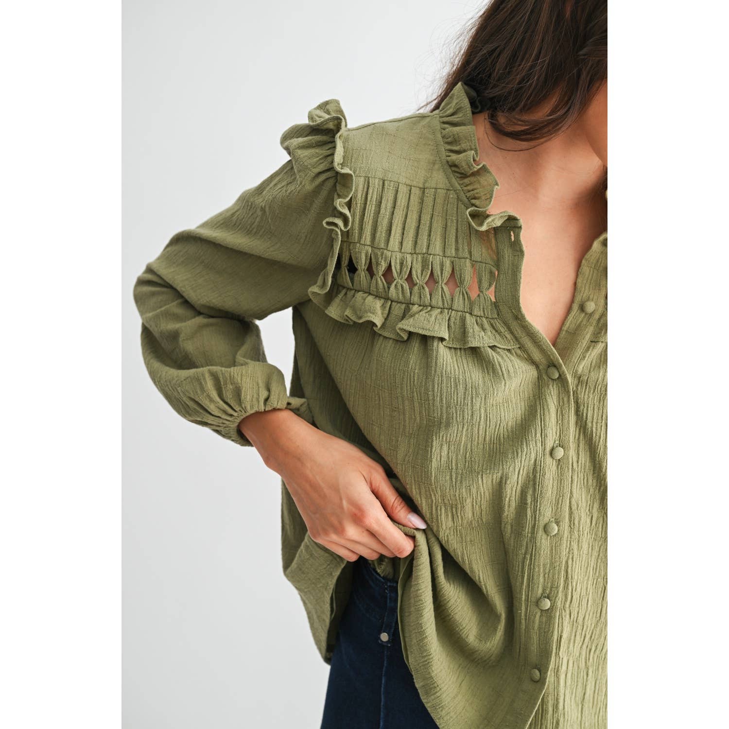 Camellia - Vente Chemisier – femme - BLOUSE AVEC DÉTAILS VOLANTÉS3