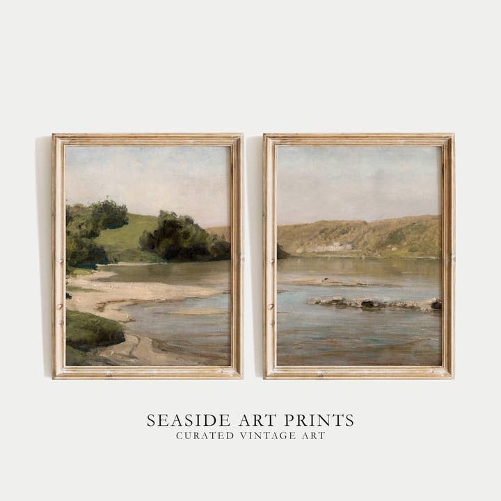 Vintage Lakeside Art Print / Set of Two / Giclée Print for wholesale by Seaside Art Prints