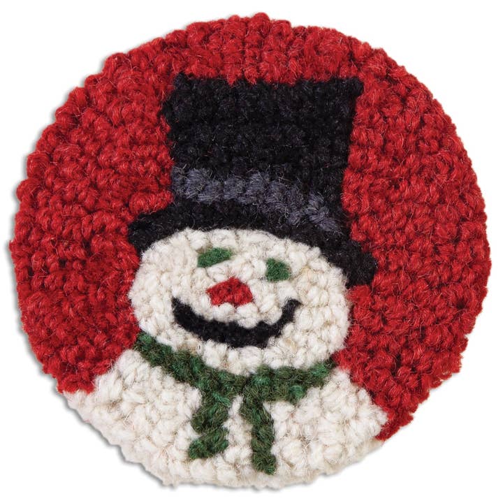 Bonhomme de neige avec haut-de-forme - Dessous de verre ronds de 4,5" - Lot de 4 pour la vente par Chandler 4 Corners