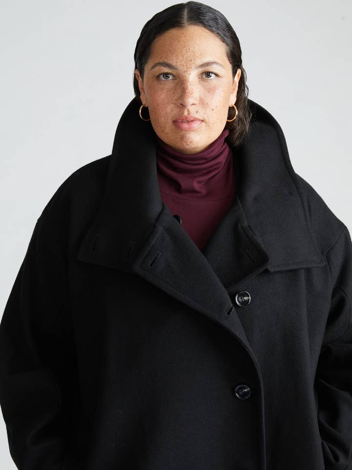 Marlo Cocoon Coat - Black for wholesale by Universal Standard