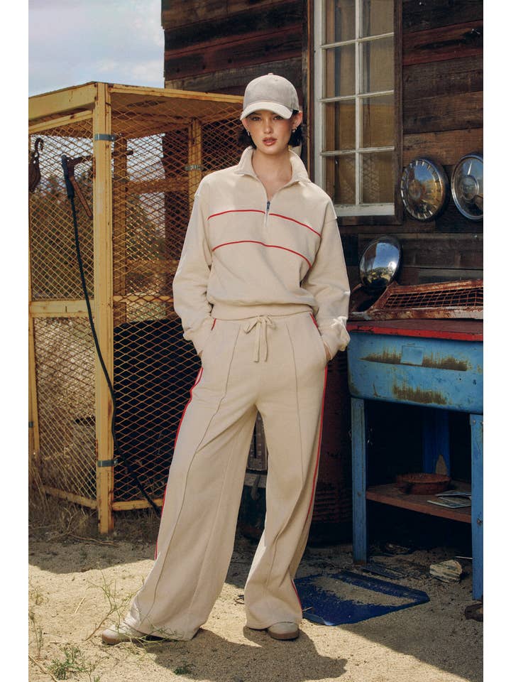 Dress Forum - Wholesale Pants - Women's - Track Stripe Wide Leg Sweatpants (1)7