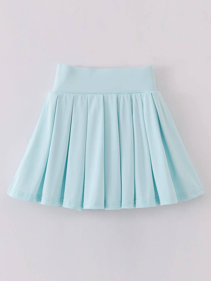 Blaue Falten-Aktivskorts für den Großhandel von Aspen Rain Boutique