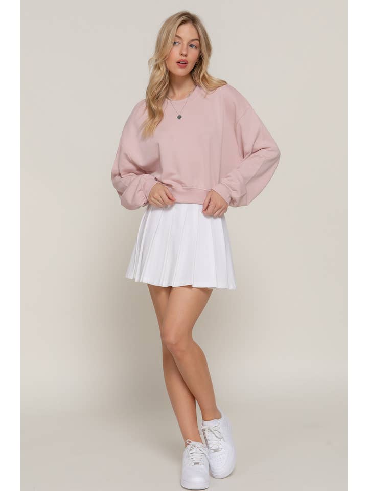 Active Basic | Active USA - Wholesale Sweatshirt - Women's - Long Sleeve Crew Neck Short Sweatshirt