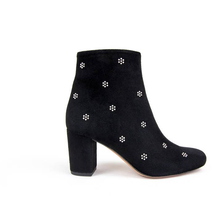Charline Goatskin Suede Leather Booties with Silver Studs for wholesale by HIIMA