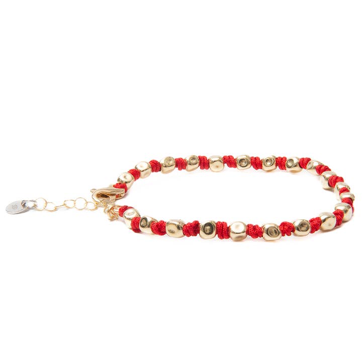 Pulseira Pepitas Ouro Corda Náutica Vermelha por atacado de d'Este