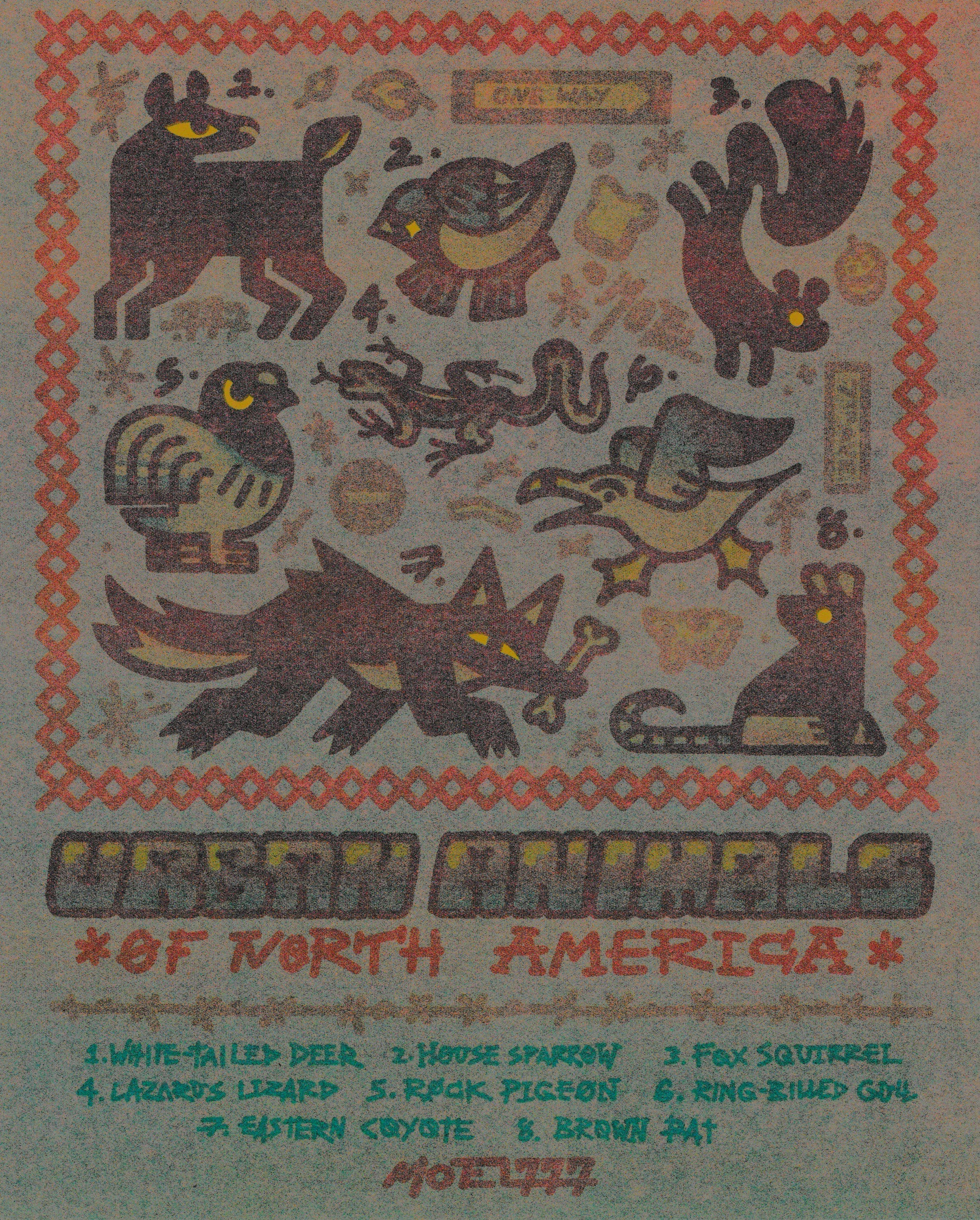 MOTEL777 - Wholesale Art Print - Urban Animals 8x10 Risograph Print2