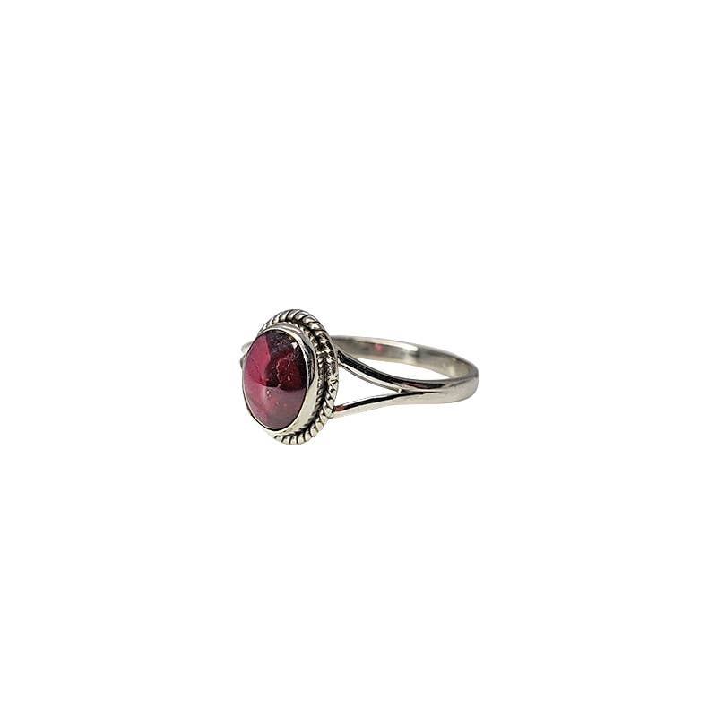 Amberman - Wholesale Single Stone/Solitaire Ring - Garnet Stone Sterling Silver Ring2