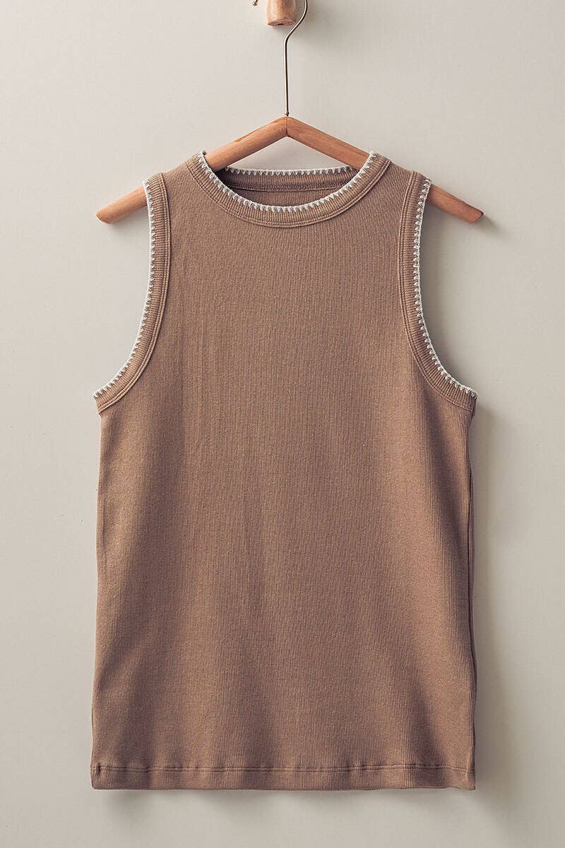 Urban Daizy - Wholesale Tank Top - Women's - Contrast Trim Ribbed Minimalist Statement Tank Top24