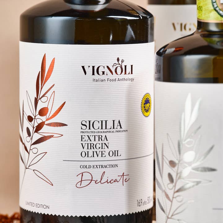 Vignoli Food - Wholesale Olive Oil - Extra Virgin Olive Oil IGP Sicilia - Delicate - 16.9 Fl Oz