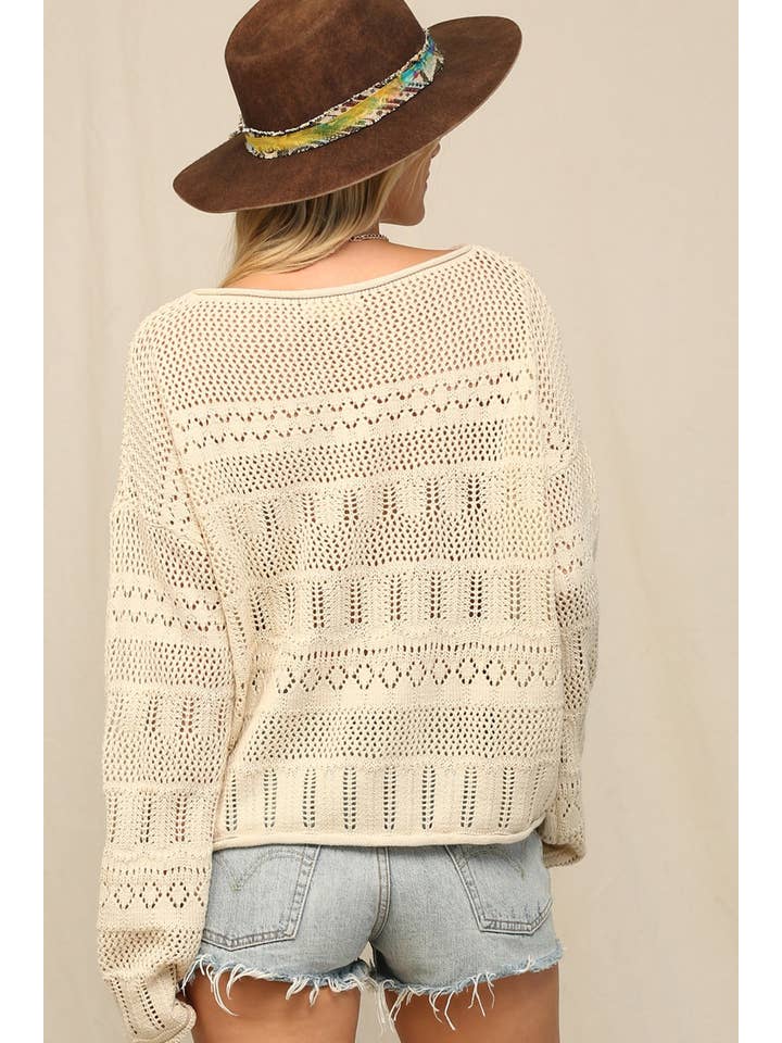 KyeMi - Wholesale Knit Sweater - Women's - Sweater In Pointelle With Dolman6