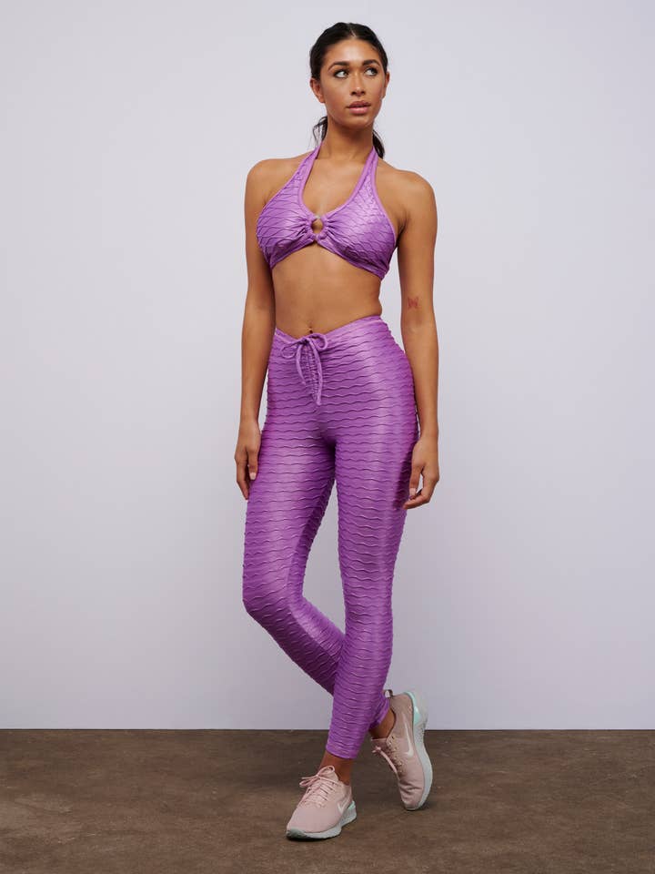 Conjunto deportivo de tela sirena con top tipo bikini y leggings de talle alto para venta al por mayor de GYM CHICA Amsterdam