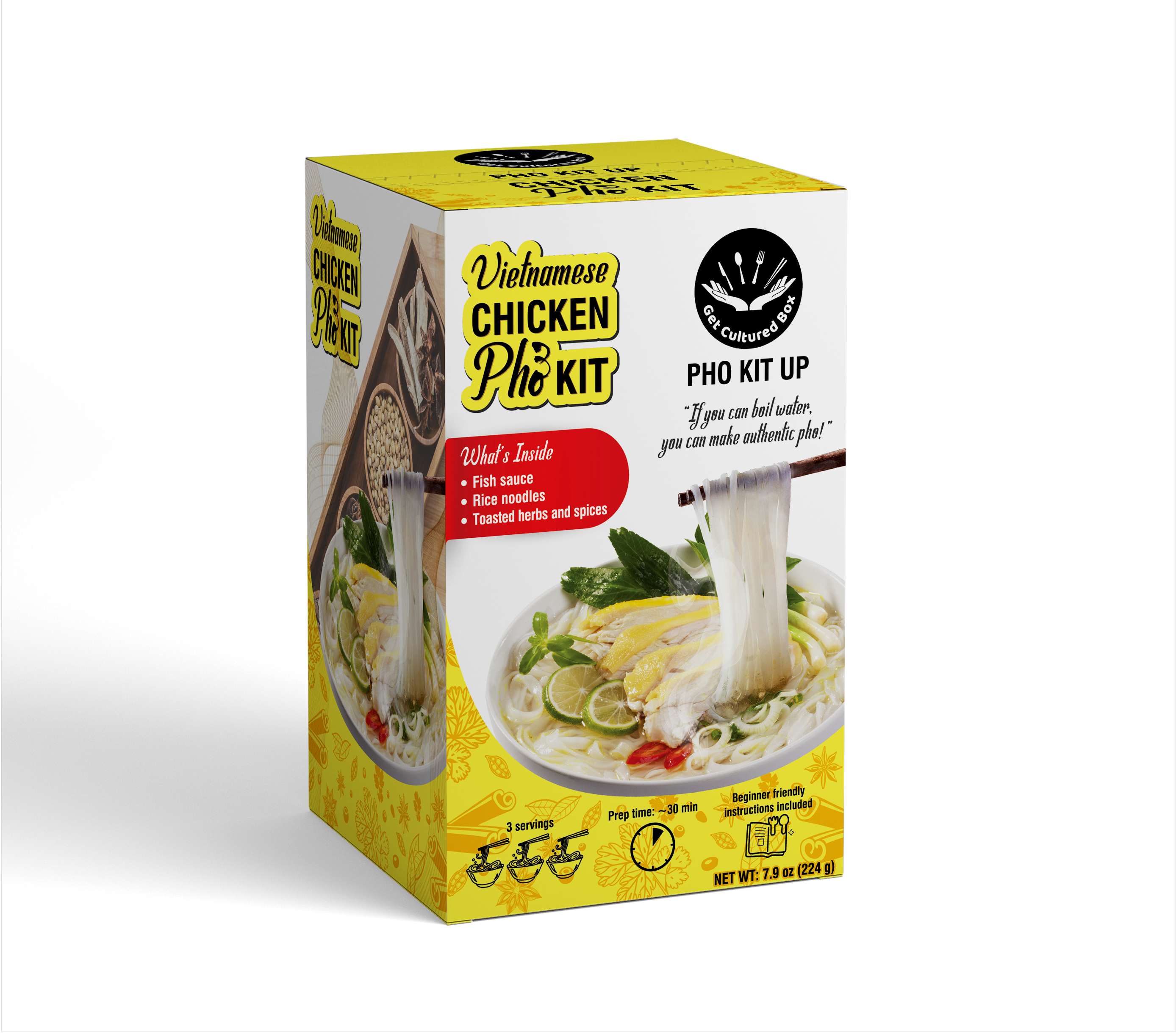 Get Cultured Box - Wholesale DIY Food Kit - DIY Pho Kit 3 Serving (Chicken, Beef, Vegan)0