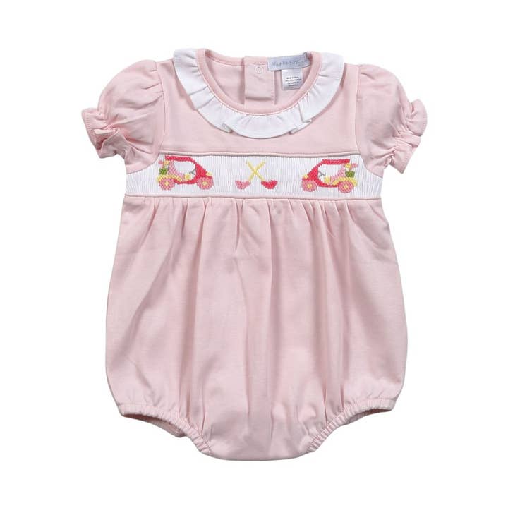 PINK HAND SMOCKED GOLF CART BUBBLE for wholesale by Hug Me First