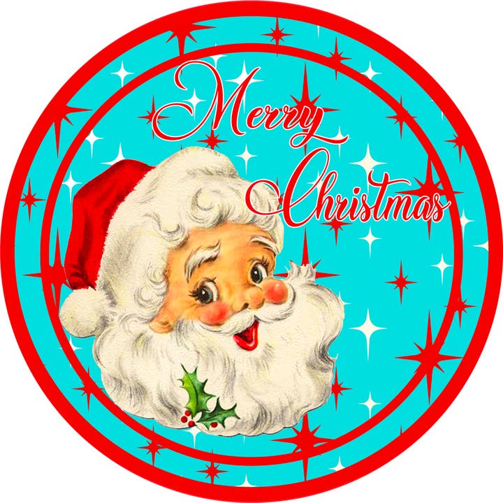 Vinyl Decal, Vintage Santa Sign, 10" Round for wholesale by DecoExchange