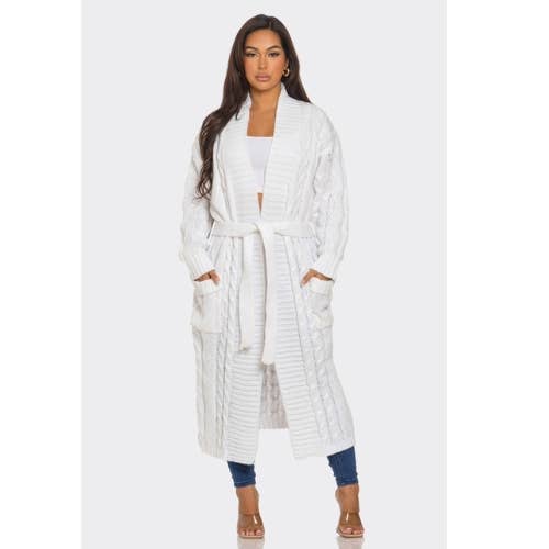 LOVE SENSE – wholesale Cardigan – Women’s – CABLE KNIT LONG CARDIGAN0