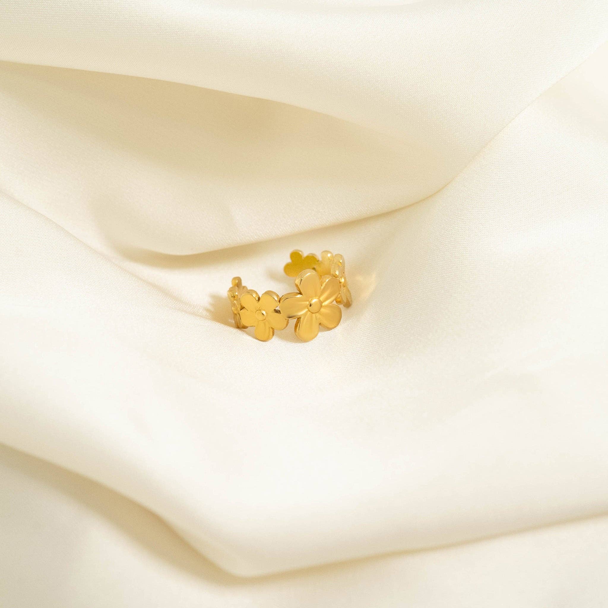 WJW - Wholesale Toe ring - 18K Gold PVD Stainless Steel Floral Toe Ring10