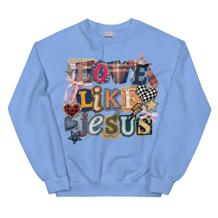 Love Like Jesus Faux Quilt Crewneck for wholesale by CC Apparel