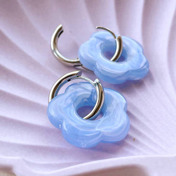 Lucent Studios Ltd - Wholesale Huggie Earrings - Resin Flower Huggie Hoop Earrings1