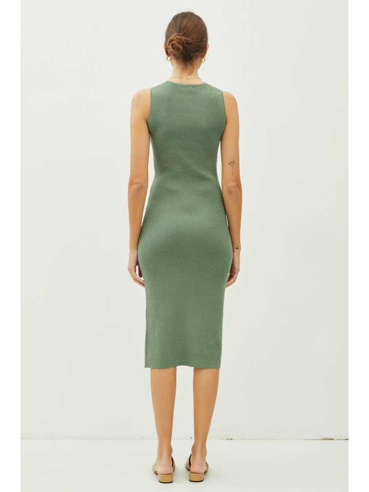 Be Cool - Wholesale Dress - Women's - LEG SLIT BODYCON RIBBED KNIT MIDI DRESS8